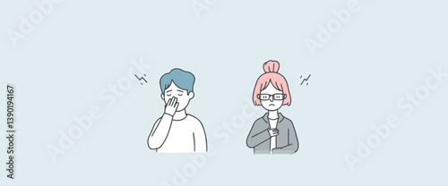 of an anxious man and woman