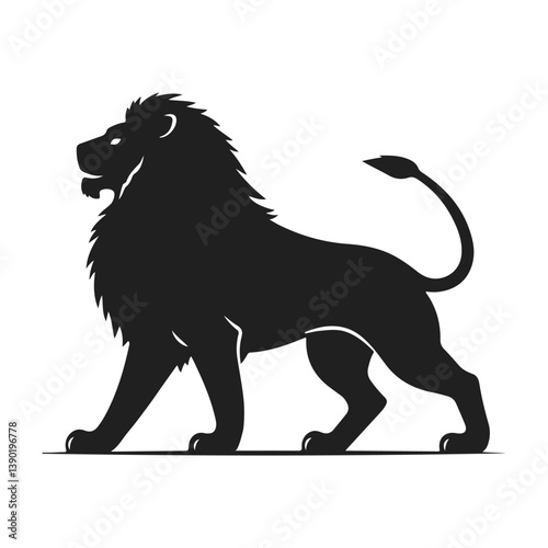 Lion silhouette with detailed mane. Animal icon template. Symbol of strength, power and leadership. Stylish design is perfect for branding, logos and product design. Wild animal, lion king, ferocious