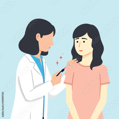 female doctor administers an injection to a female patient demonstrating care and professionalism