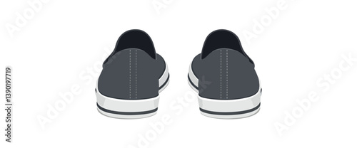 rear view of a pair of dark grey casual slip-on sneakers