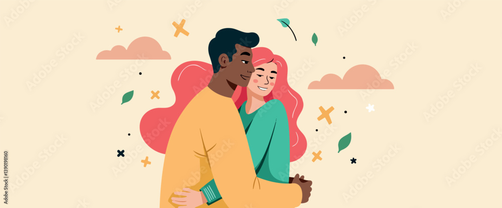 Fototapeta premium happy couple joyfully embracing radiating warmth and affection