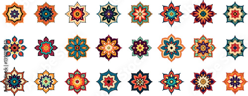 Obraz na płótnie thirty colorful mandala designs with intricate geometric w salonie