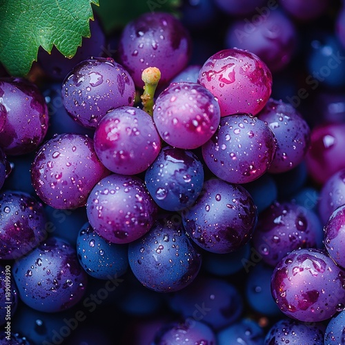 Wallpaper Mural Close-Up of Wet, Vibrant Blue-Purple Grapes Perfect for a Healthy Lifestyle Torontodigital.ca