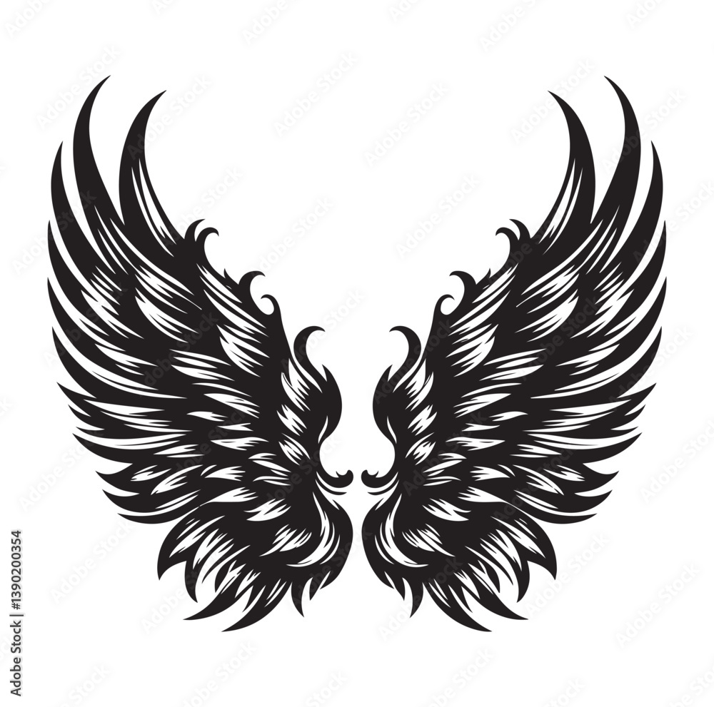 Fototapeta premium Wings icons silhouette vector for your design on white background