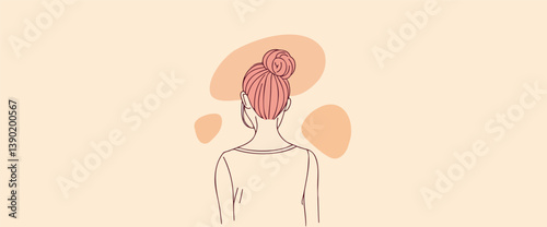 minimalist drawing of woman with high bun