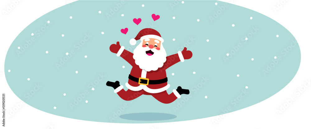 joyful santa claus jumping in snowy scene joyful santa claus jumping in snowy scene