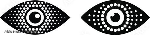 dots eye silhouette vector icon, stylist eye symbol, iconic eye illustration on white background.