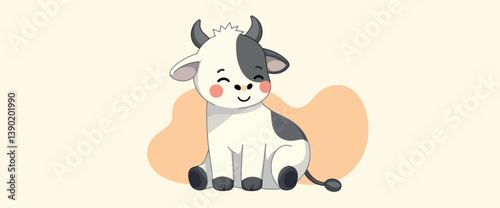 adorable white calf sitting cheerfully
