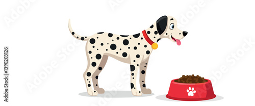 Obraz na płótnie happy dalmatian dog by its food bowl w salonie