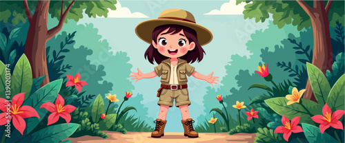 smiling girl in lush jungle setting