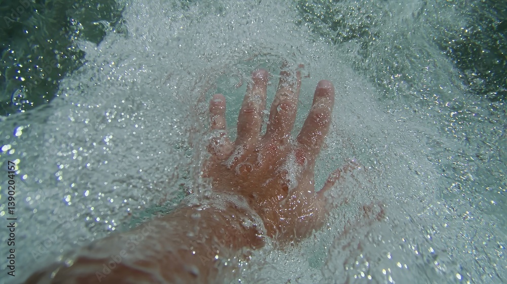 Fototapeta premium Hand in a surf wave