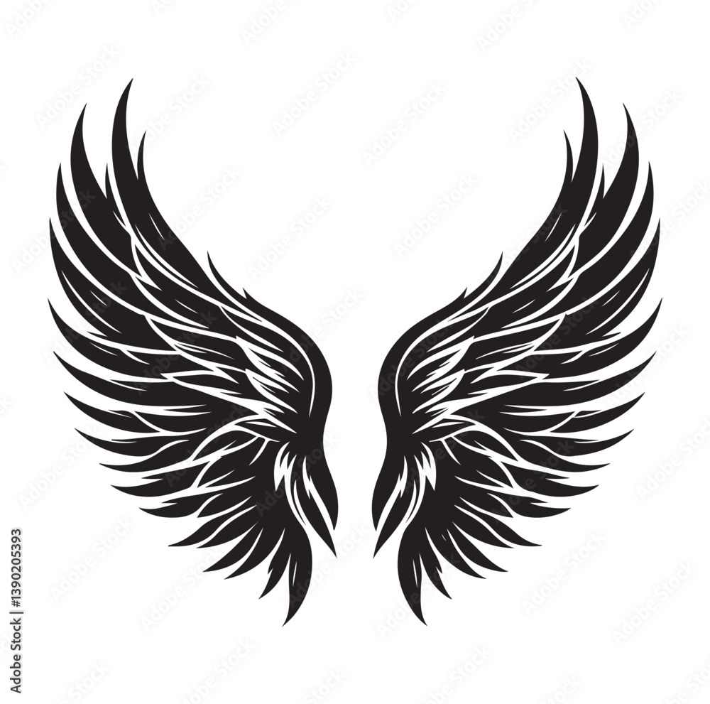 Fototapeta premium Wings icons silhouette vector for your design on white background
