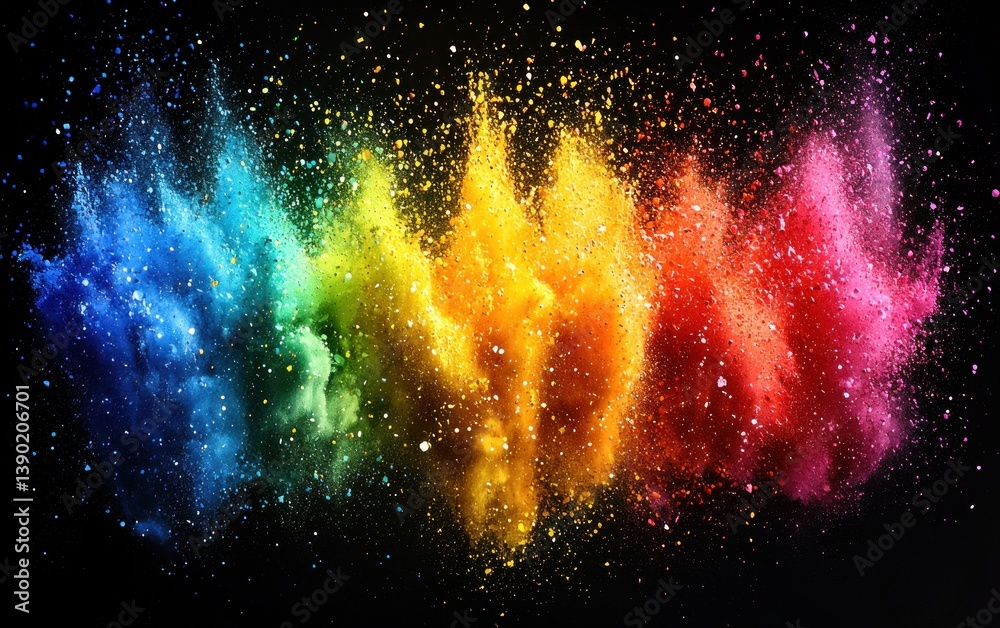 Fototapeta premium Colorful powder explosion on black background