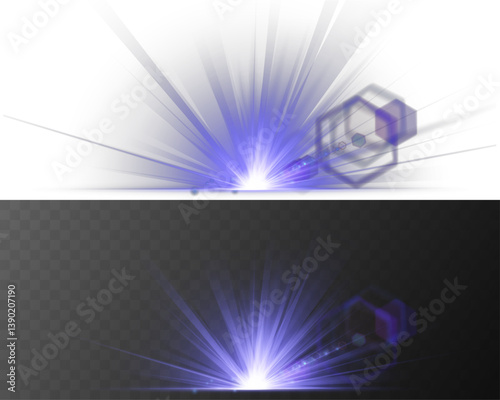 Radiant light burst forms celestial flash of brilliance. White flare glows with shimmering halo on glassy space. Star spark explodes softly in high-impact shine effect. Magic dust twinkles