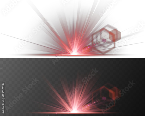 Shimmering light flash erupts with star-dust brilliance. Bokeh particles swirl gently inside solar explosion ring. Glowing flare glistens sharply with radiant white center. Dust sparkle effect floats