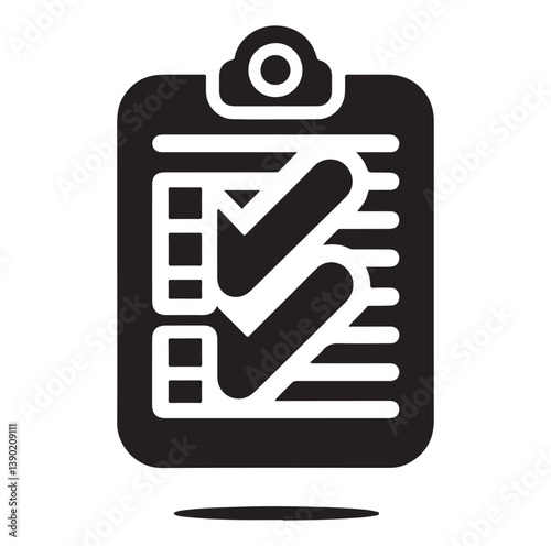 Minimal Checklist logotype, to-do list with checkmarks icon Silhouettes Vector Icon.