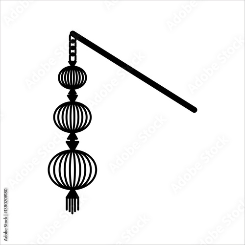 Oriental paper lantern line icon. linear style sign for mobile concept and web design. Japanese lantern outline vector icon. Symbol, logo illustration. Vector graphics