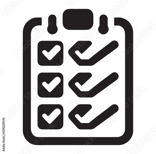 Minimal Checklist logotype, to-do list with checkmarks icon Silhouettes Vector Icon.