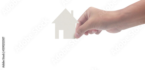 Placing a house icon digital design minimalist environment creative viewpoint conceptual home representation