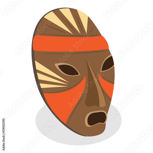 3D Isometric Flat Vector Illustration of African Shaman, Indigenous Tribe Member. Item 2