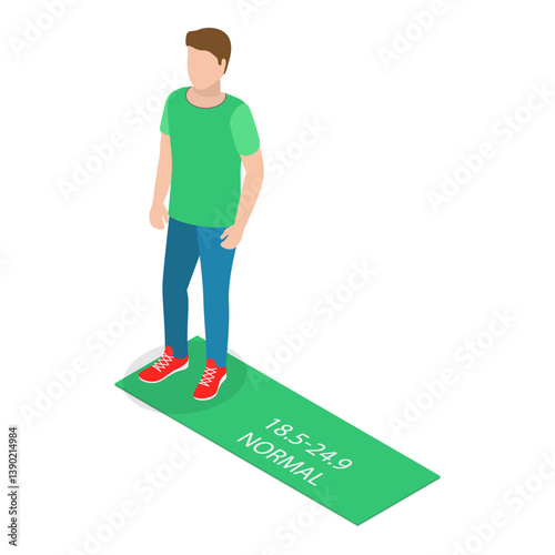 3D Isometric Flat Vector Illustration of Body Mass Index, BMI Classification Chart. Item 4