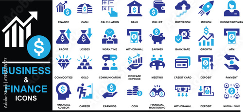 Business and Finance Icons vector design, Business logo icons, Finance logo icons vector design.