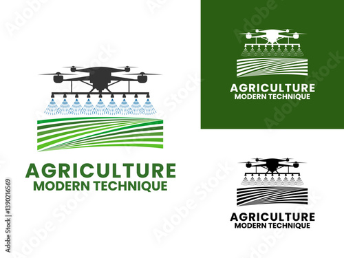 Modern Agriculture logo design vector. Use of Drones to water agricultural fields logo design icon. Farmland Modern logo design icon