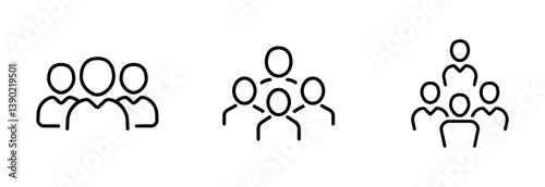 People outline icon set. Teamwork, leadership, group  vector illustration