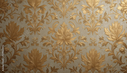 Gold Floral Patterned Wallpaper Design