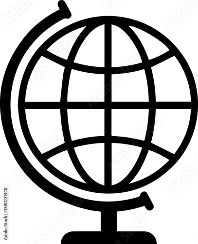 Globe illustration in black and white for educational purposes  