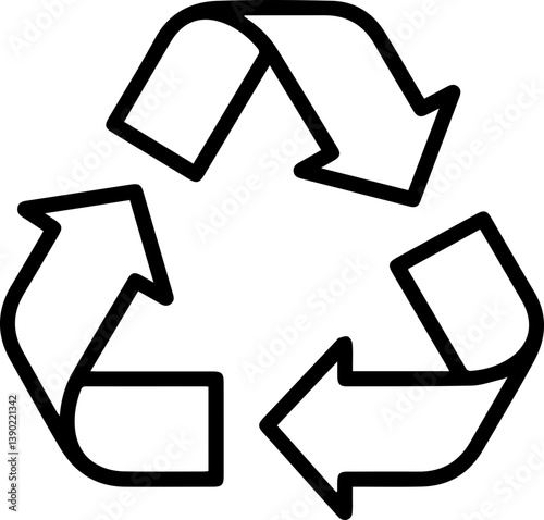 Recycling symbol in simple design on white background  