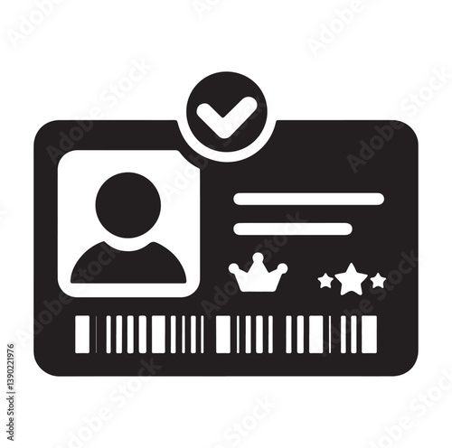 Minimal Vip profile verification ID card icon outlined vector collection.