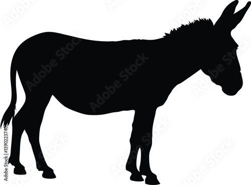 donkey black silhouette vector, donkey icon clip art