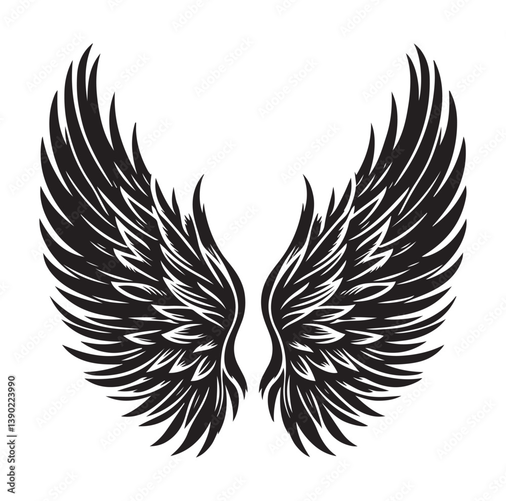 Fototapeta premium Wings icons silhouette vector for your design on white background