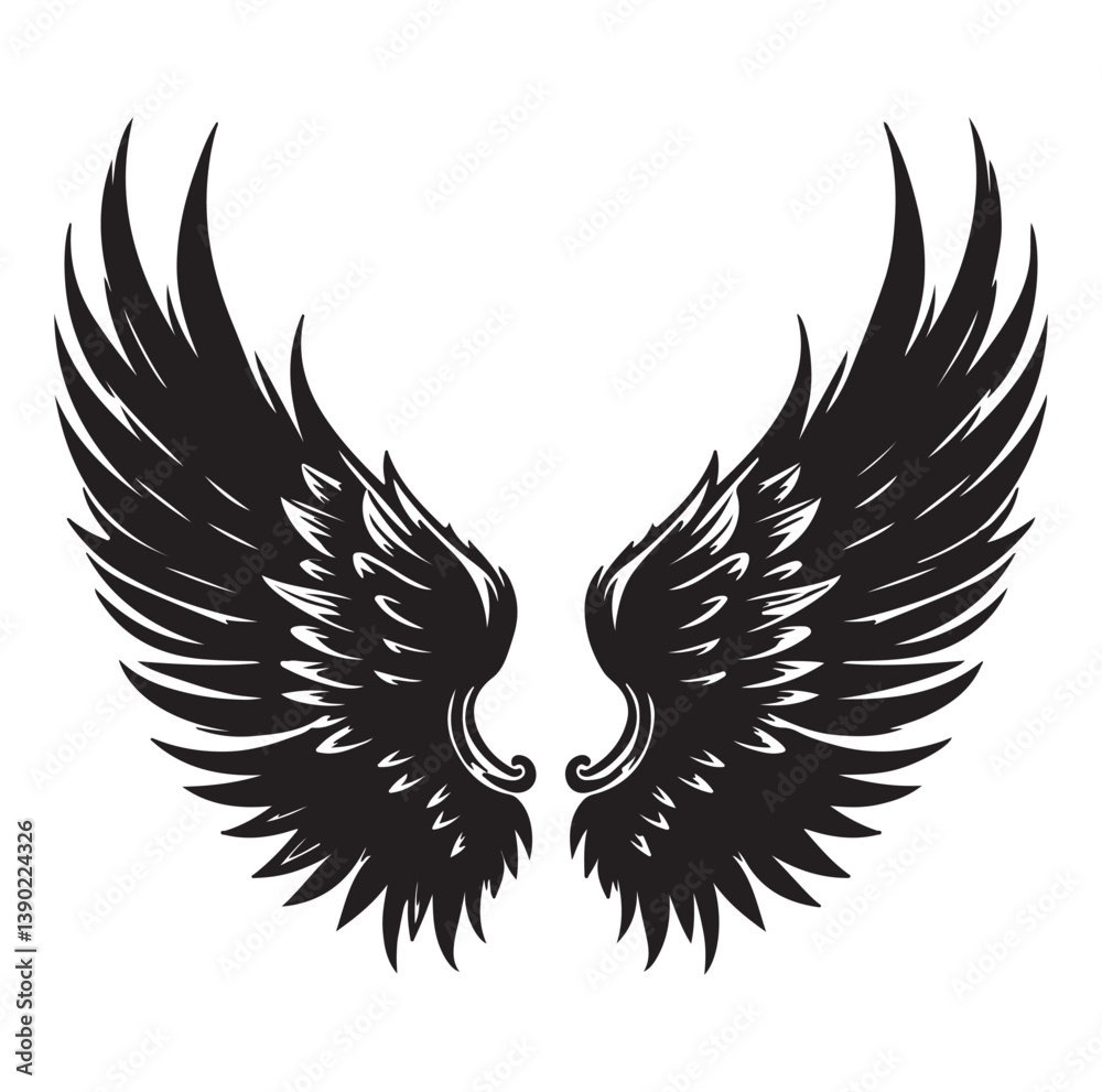 Fototapeta premium Wings icons silhouette vector for your design on white background