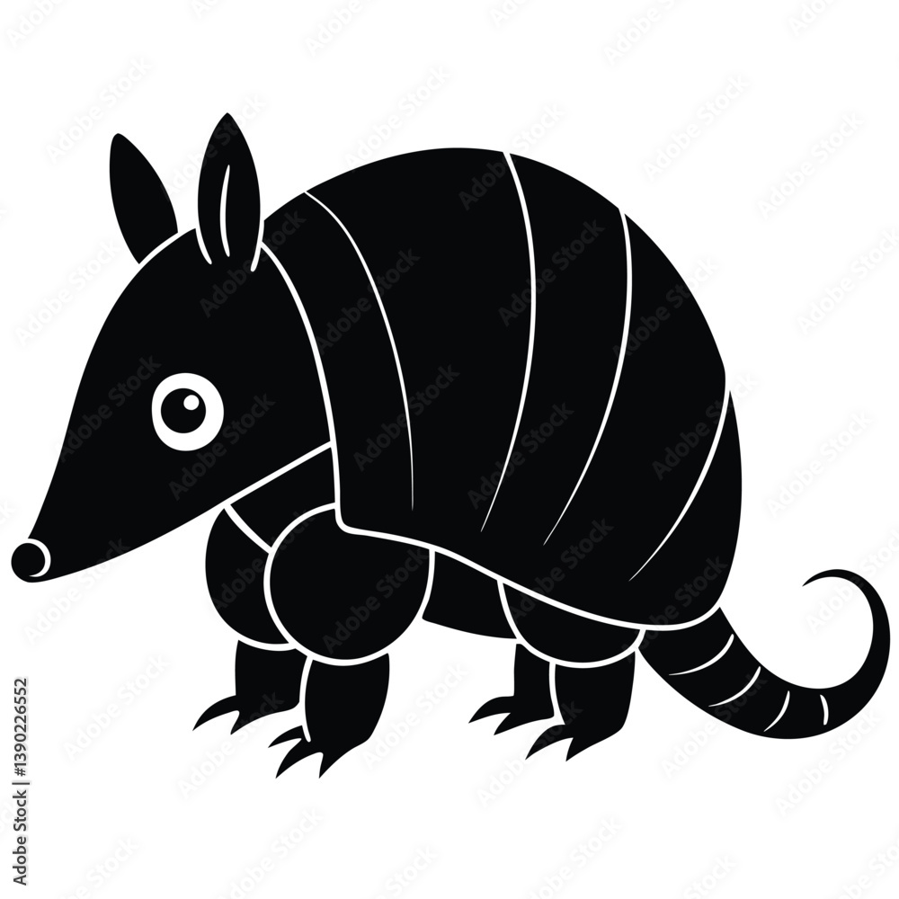 Fototapeta premium Black And White Armadillo Illustration Vector Design Cute Cartoon Animal