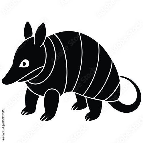 Armadillo Silhouette Vector Graphic Simple Animal Illustration Black And White Design