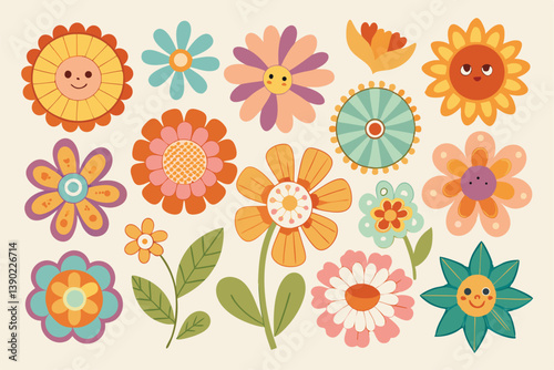 Groovy Daisy Dreams – Retro 60s/70s Flower Power Clipart Set