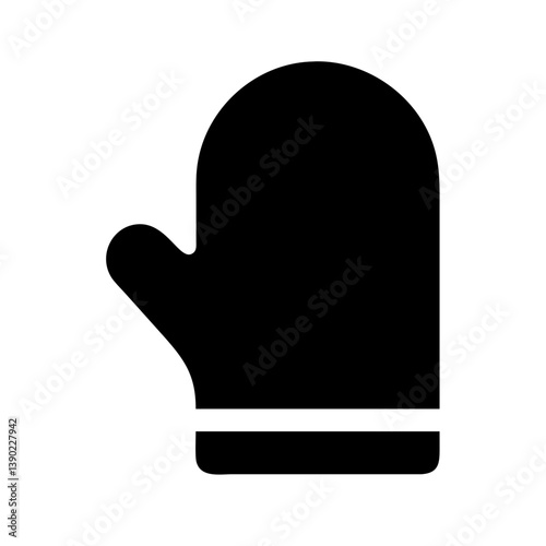 Black Oven Mitt Icon in Minimalist Style  