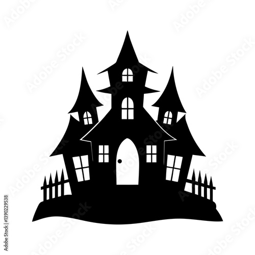 Haunted house silhouette in Halloween