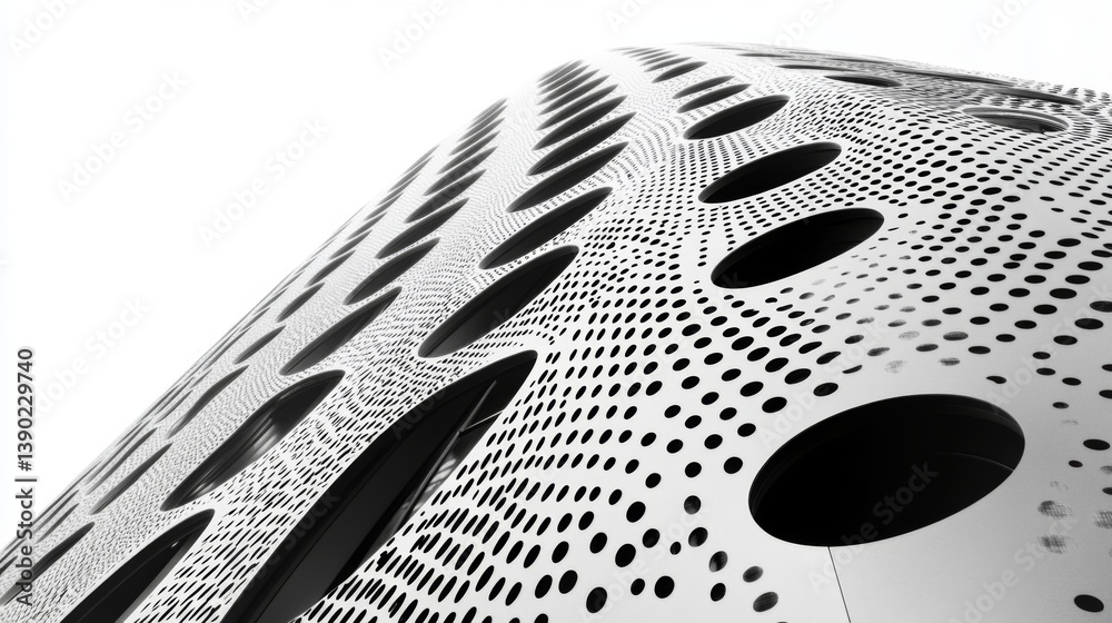 Explore the unique architectural beauty of this modern structure. Circular patterns and sharp lines create a visually striking design. Architectural innovation shines here. Generative AI