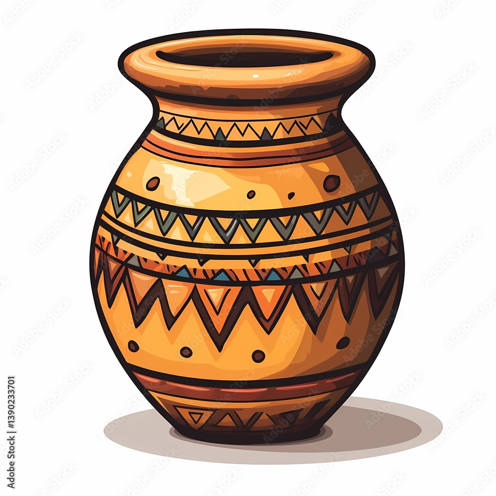 Handcrafted Ethnic Ceramic Pottery Vase with Geometric Patterns: A Multicolored Artistic Bohemian Home Decor Collectible Handcrafted Ethnic Ceramic Pottery Vase with Geometric Patterns: A Multicolored Artistic Bohemian Home Decor Collectible