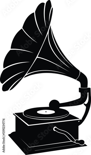 Gramophone Black and White Vector Illustration