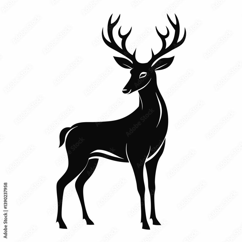 Fototapeta premium Noble Deer Silhouette Vector Art