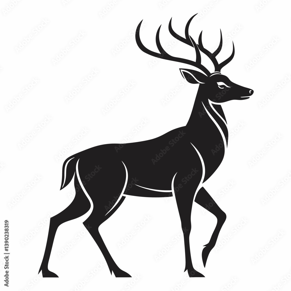 Fototapeta premium Noble Deer Silhouette Vector Art