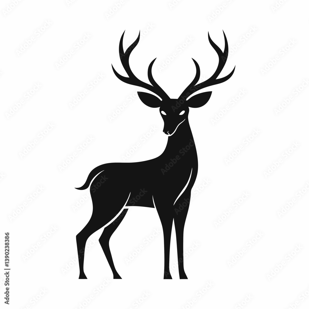 Obraz premium Noble Deer Silhouette Vector Art