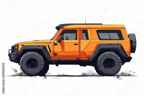 Orange Rugged SUV for Off-Road Adventure: Explore with a Compact, Powerful Four-Wheel Drive Vehicle