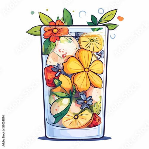 Refreshing Summer Smoothie: Organic Citrus and Strawberry Mocktail with Decorative Lemonade Garnish – Perfect for a Vibrant Social Gathering