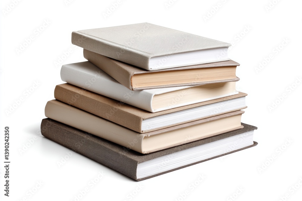 Stack of neutral covered books isolated on white background for study or decoration purposes Stack of neutral covered books isolated on white background for study or decoration purposes