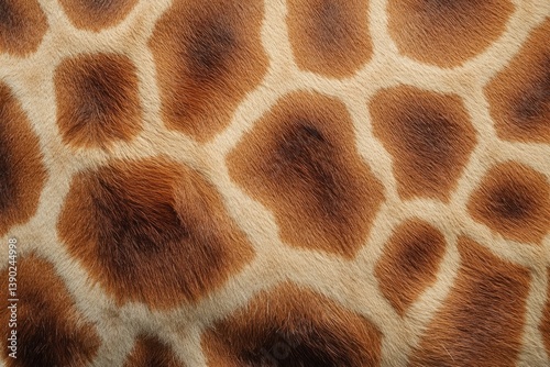 Detailed view of giraffe skin revealing the intricate texture and unique pattern of its fur